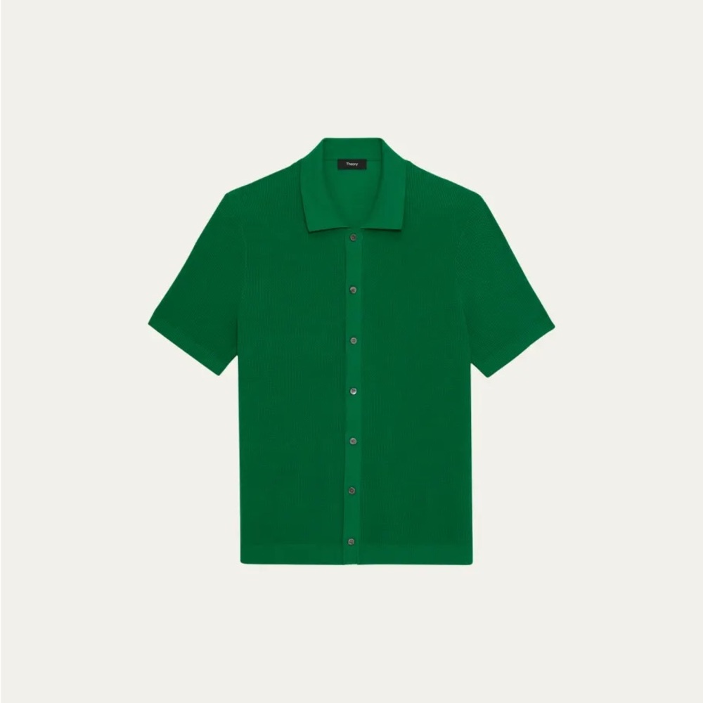 Theory Men’s Myhlo Breach Knit Polo Cardigan - Green - Size M